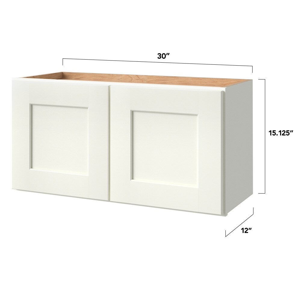 allen + roth Aveley 30-in W x 15.125-in H x 12-in D Linen Wall Fully Assembled Cabinet (Flat Panel Shaker Door Style)