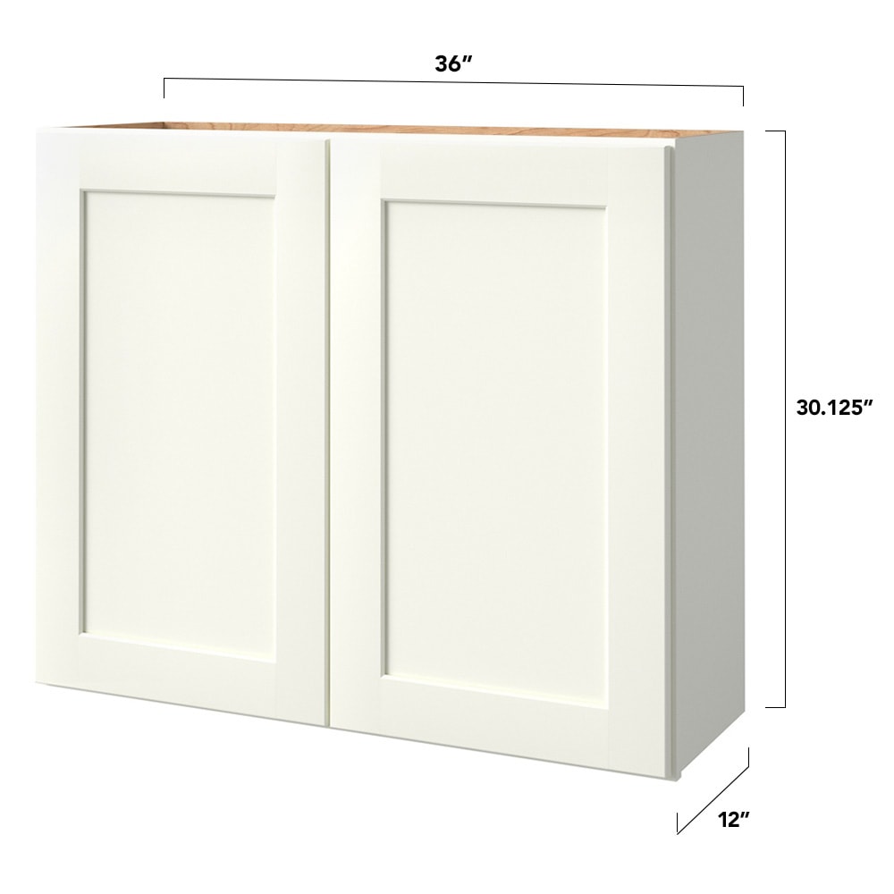 allen + roth Aveley 36-in W x 30.125-in H x 12-in D Linen Wall Fully Assembled Cabinet (Flat Panel Shaker Door Style)