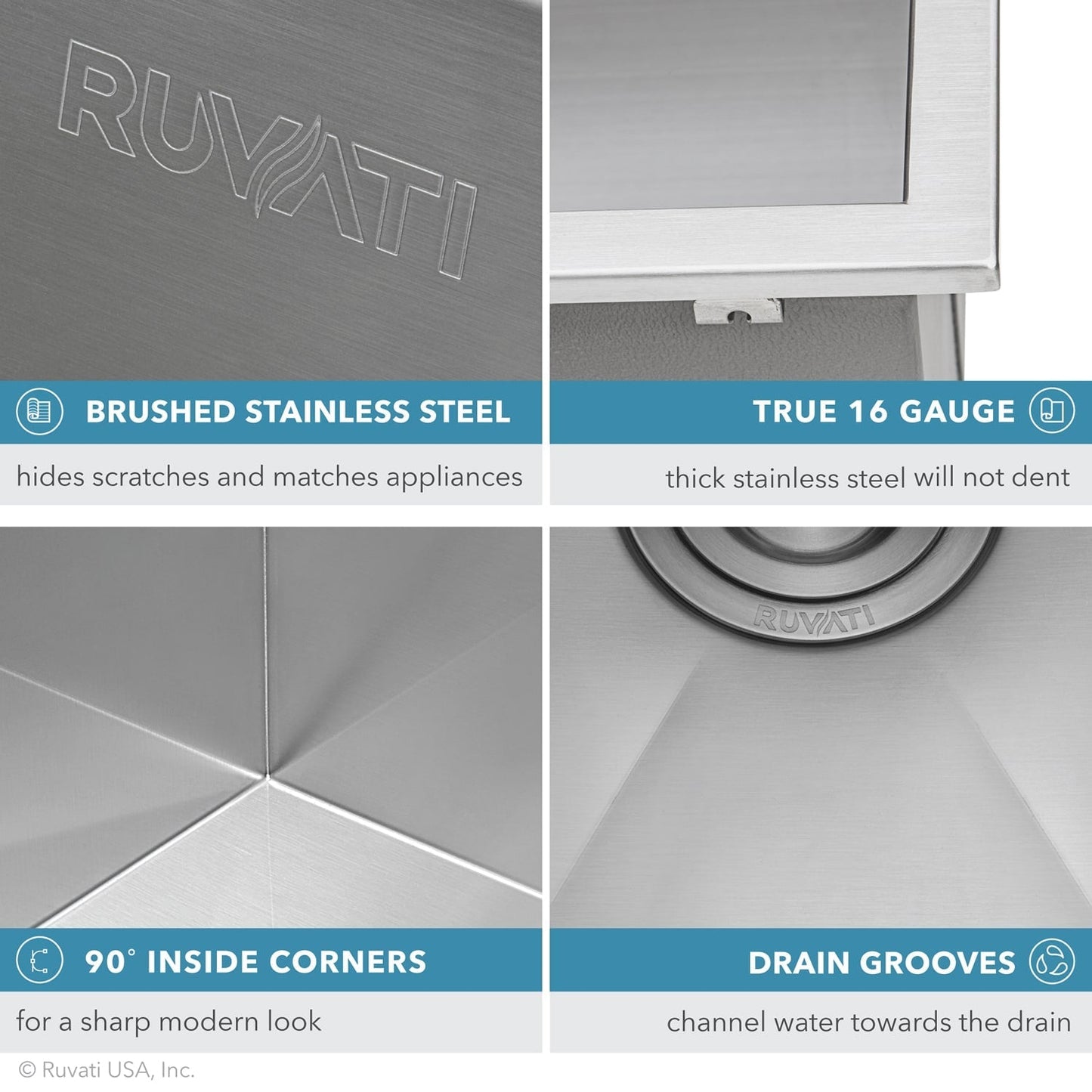 Ruvati Brushed Stainless Steel Drop-In Laundry Sink 25-inch x 22-inch