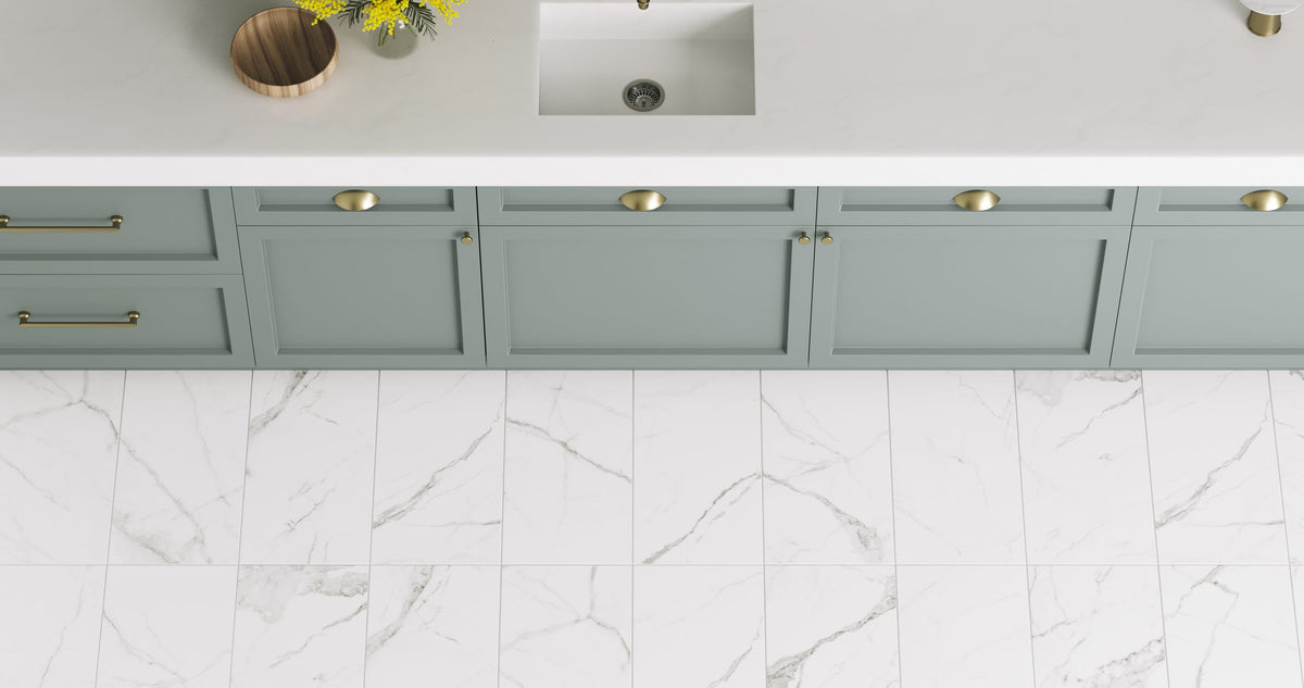 Satori Statuario Matte 12-in x 24-in Matte Porcelain Marble Look Floor Tile