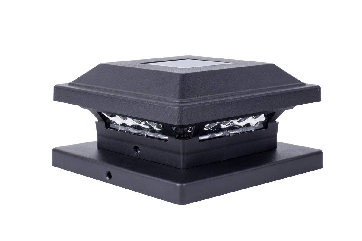 Harbor Breeze 4-in x 4-in 2-Pack 5-Lumen Black Solar LED Outdoor Post Cap Light (3300 K)