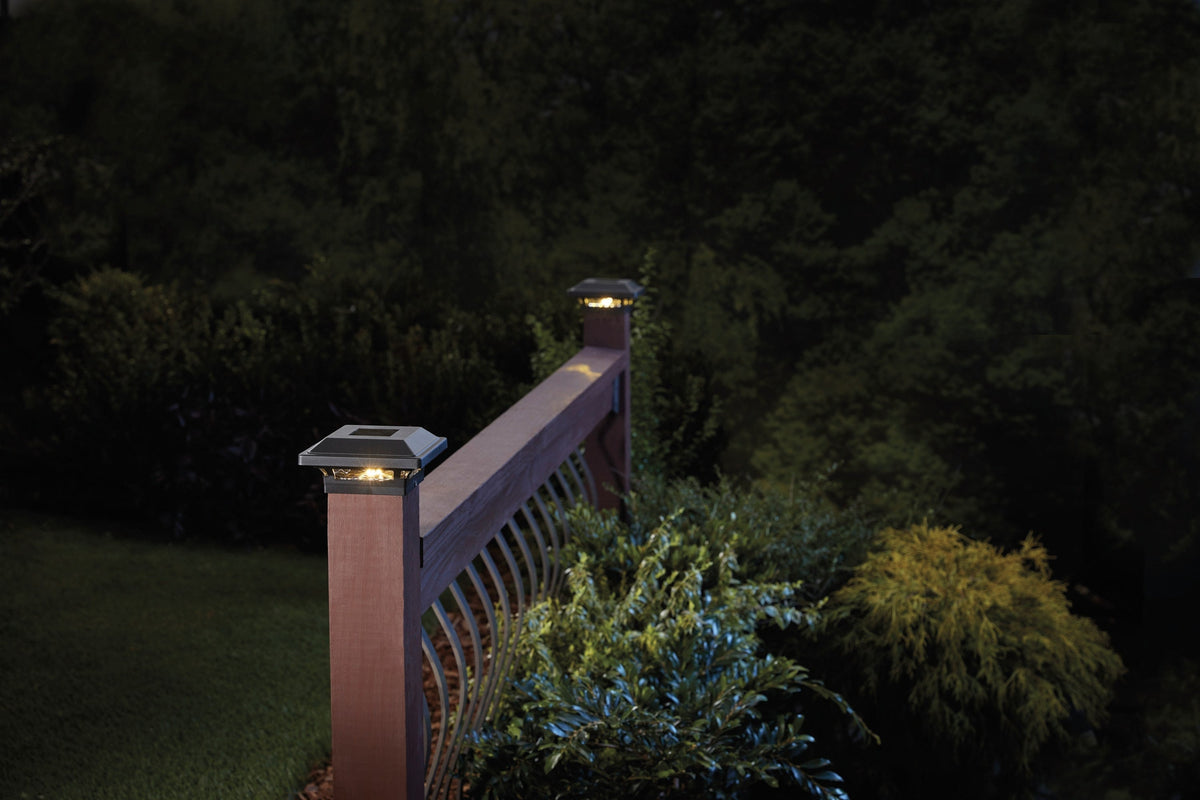 Harbor Breeze 4-in x 4-in 2-Pack 5-Lumen Black Solar LED Outdoor Post Cap Light (3300 K)