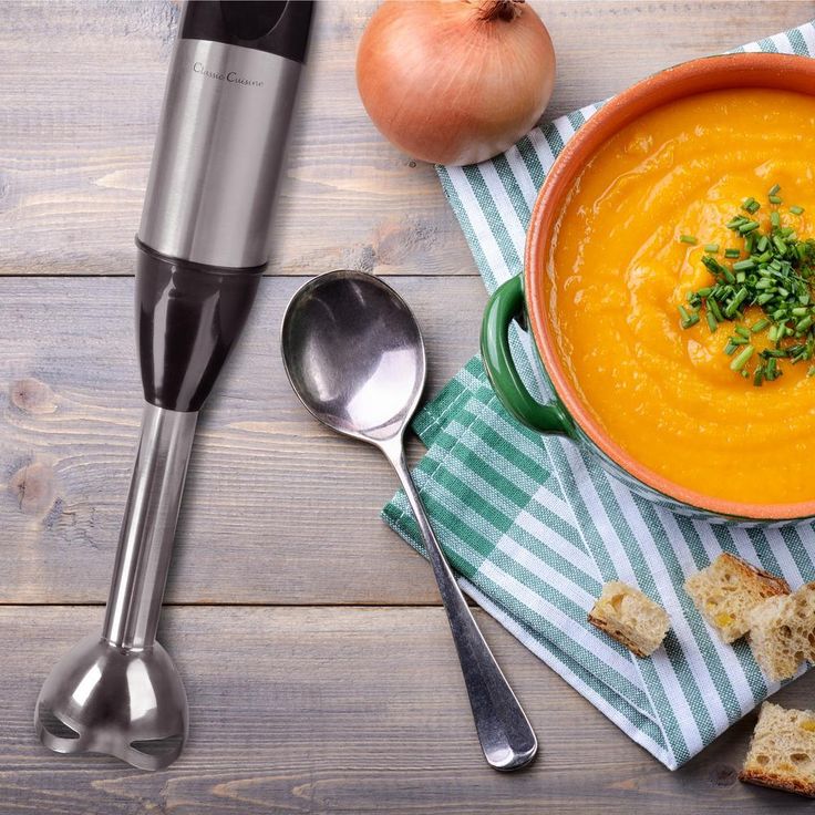6-Speed 4-in-1 Black Immersion Blender with Chopper and Whisk Attachment
