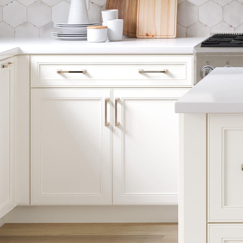 allen + roth McKeller 27-in W x 34.5-in H x 24-in D Linen 1-Drawer Base Fully Assembled Cabinet (Flat Panel Square Style)
