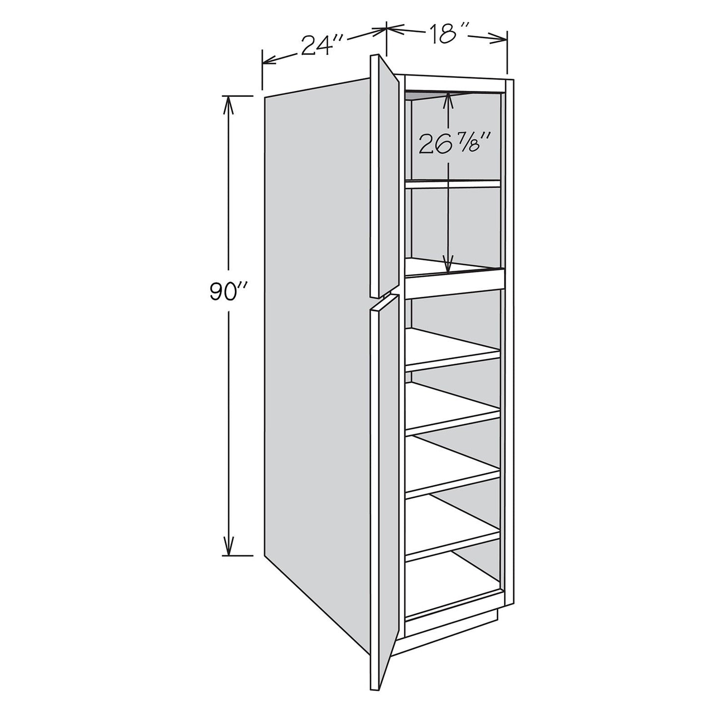 allen + roth McKeller 18-in W x 90-in H x 24-in D Linen Pantry Fully Assembled Cabinet (Flat Panel Mitered Door Style)