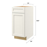 allen + roth McKeller 15-in W x 34.5-in H x 24-in D Linen 1-Drawer Base Fully Assembled Cabinet (Flat Panel Square Style)