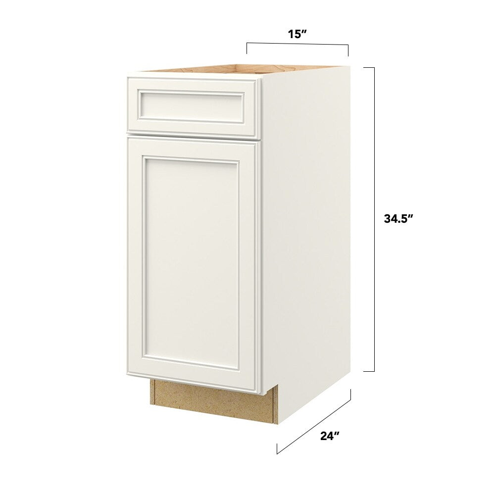 allen + roth McKeller 15-in W x 34.5-in H x 24-in D Linen 1-Drawer Base Fully Assembled Cabinet (Flat Panel Square Style)