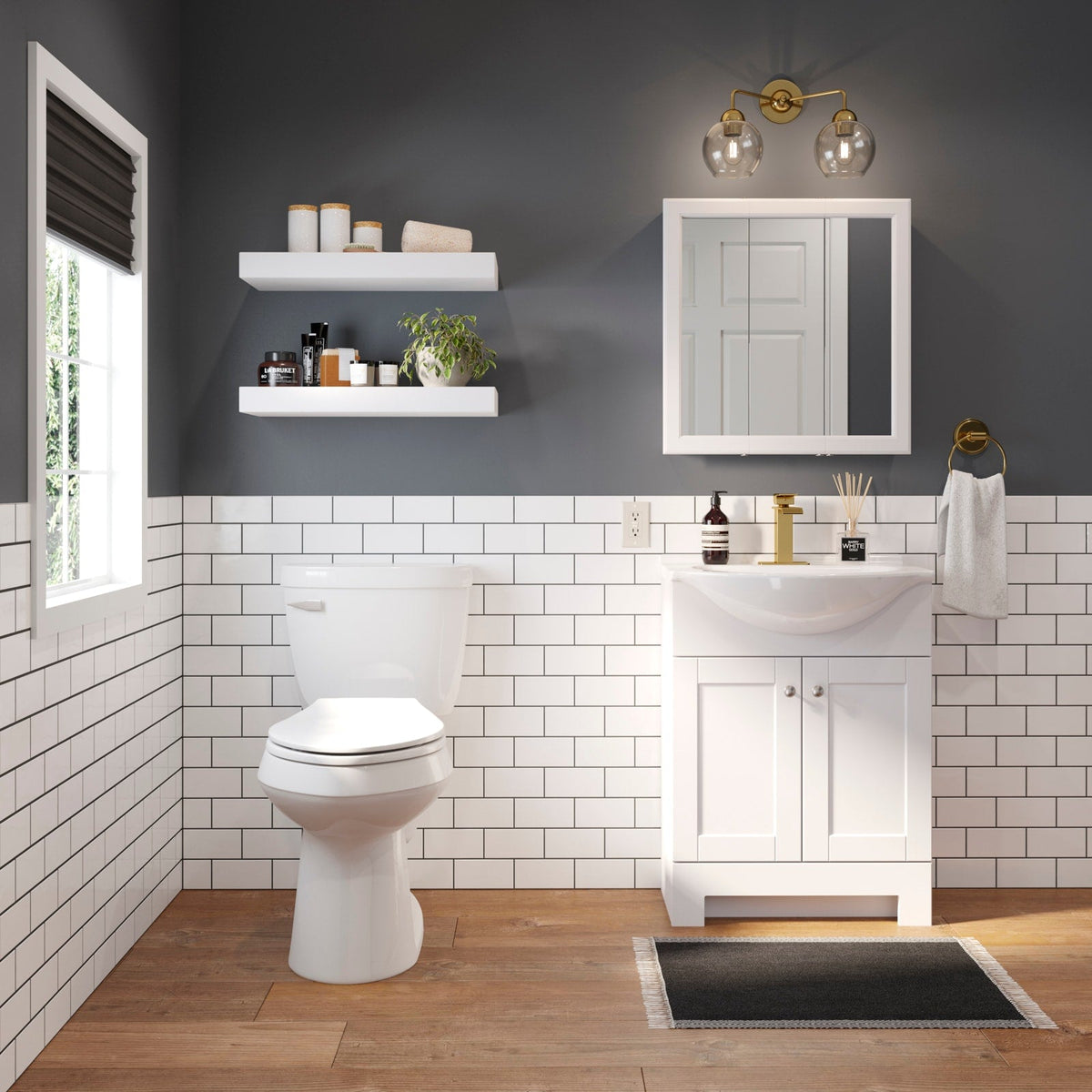 Project Source 24.25-in x 24-in Surface Mount White Mirrored Medicine Cabinet