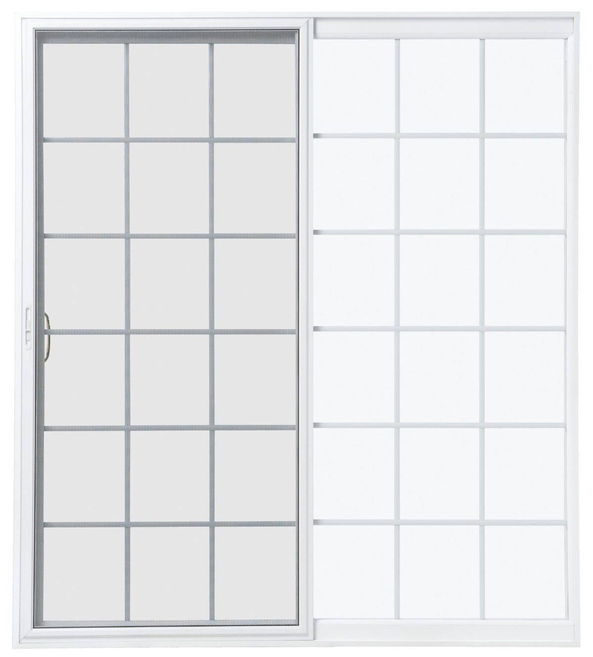 Pella 150 Series 72-in x 80-in 4-9/16-in Low-E Argon Grilles-Between-the-Glass White Vinyl Universal Sliding Double Patio Door