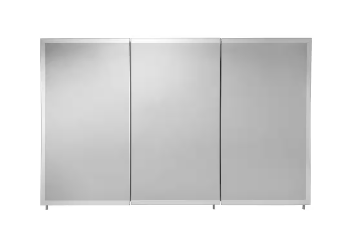 48 in. W x 30 in. H x 5-1/4 in. D Frameless Tri-View Surface-Mount Medicine Cabinet with Easy Hang System in White