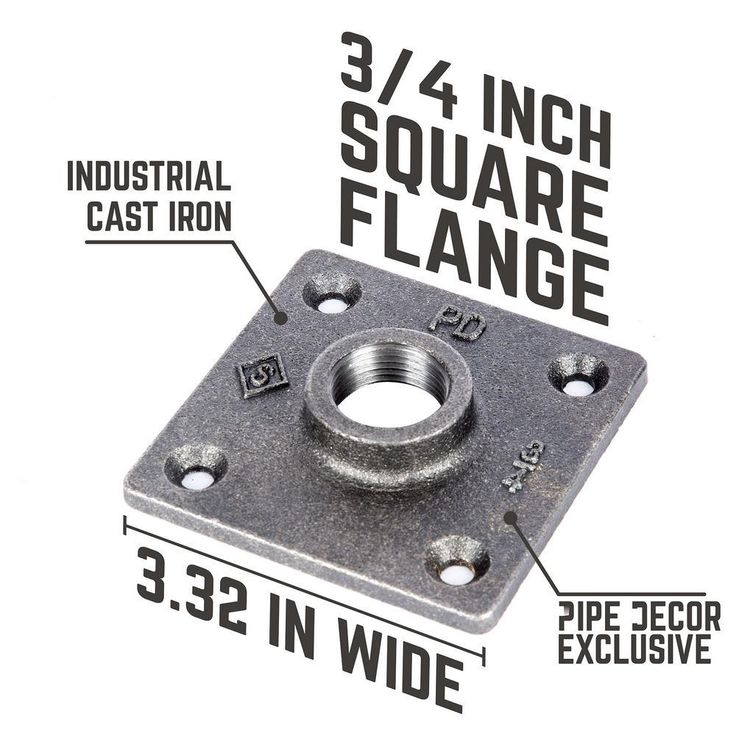 3/4 in. x 1.5 ft. L Black Steel Pipe Square Flange Table Leg Kit (Set of 4)