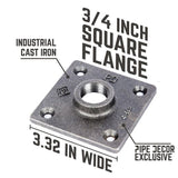 3/4 in. x 1.5 ft. L Black Steel Pipe Square Flange Table Leg Kit (Set of 4)