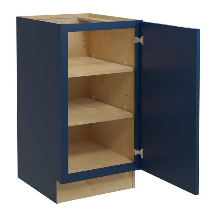 Home Decorators Collection Grayson 18 in. W x 24 in. D x 34.5 in. H Assembled Plywood Full Height Door Base Kitchen Cabinet in Mythic Blue RH