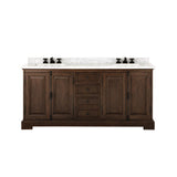 Clinton 72 in. W Double Vanity in Almond Latte with Natural Marble Vanity Top in White with White Sink - Super Arbor