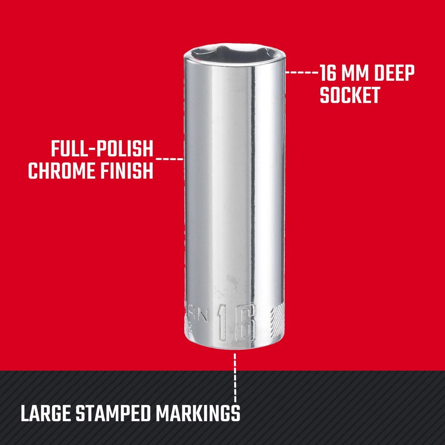 Craftsman 16mm Metric 6-Point Deep Socket, 3/8-inch Drive