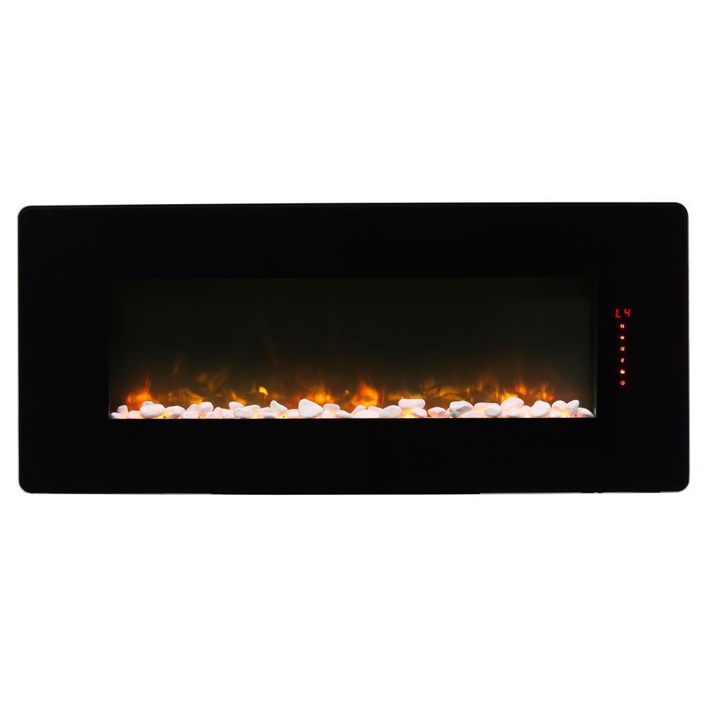 Winslow 42 in. Wall-Mount/Tabletop Linear Electric Fireplace in Black - Super Arbor