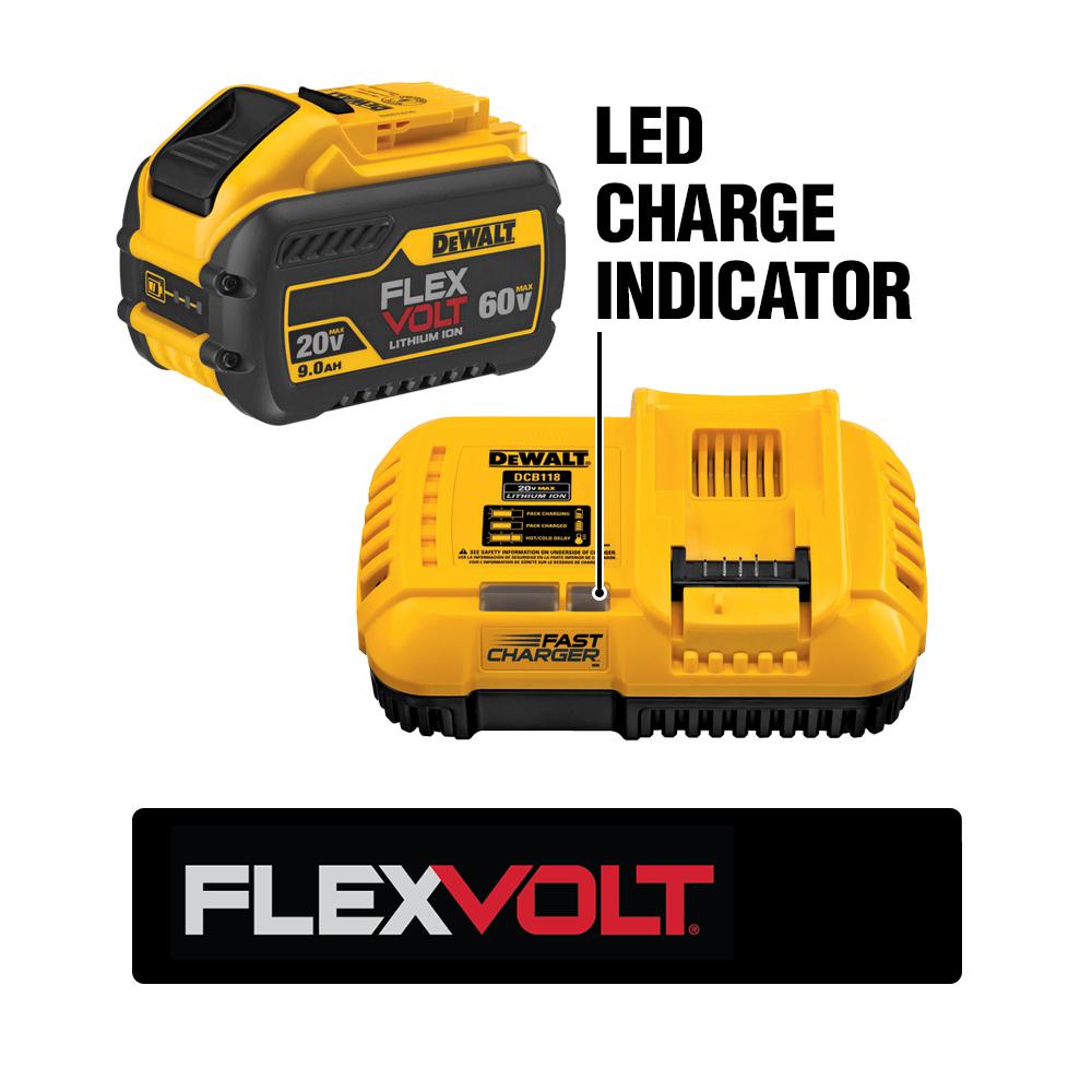 FLEXVOLT 20-Volt/60-Volt MAX Lithium-Ion 12.0 Ah Battery Pack and 20-Volt MAX Li-Ion Fan Cooled Fast Battery Charger - Super Arbor