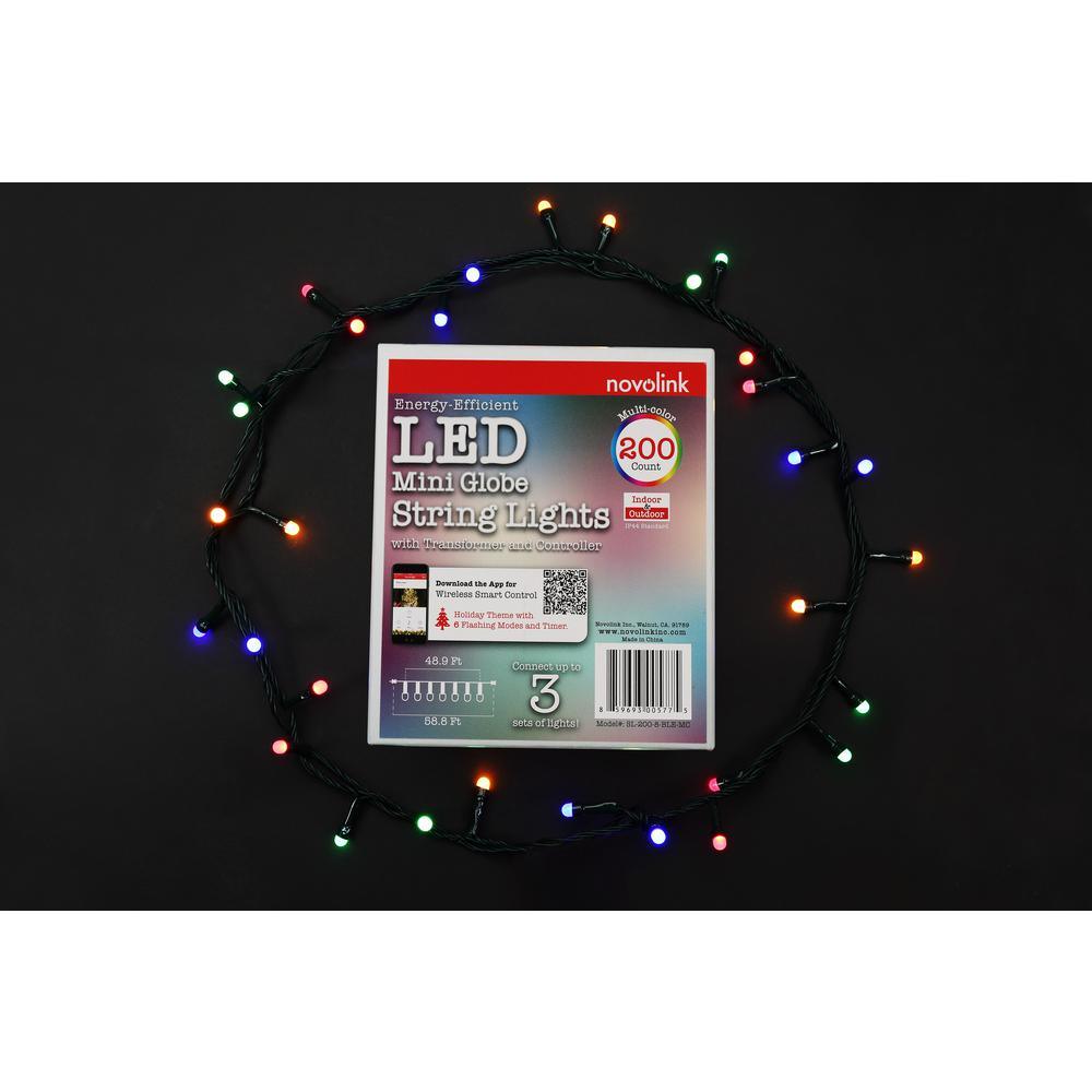 Bundle - 200 Light 8 mm Mini Globe Multi-Color LED String Light with Wireless Smart Control + 200 Light Add-on - Super Arbor