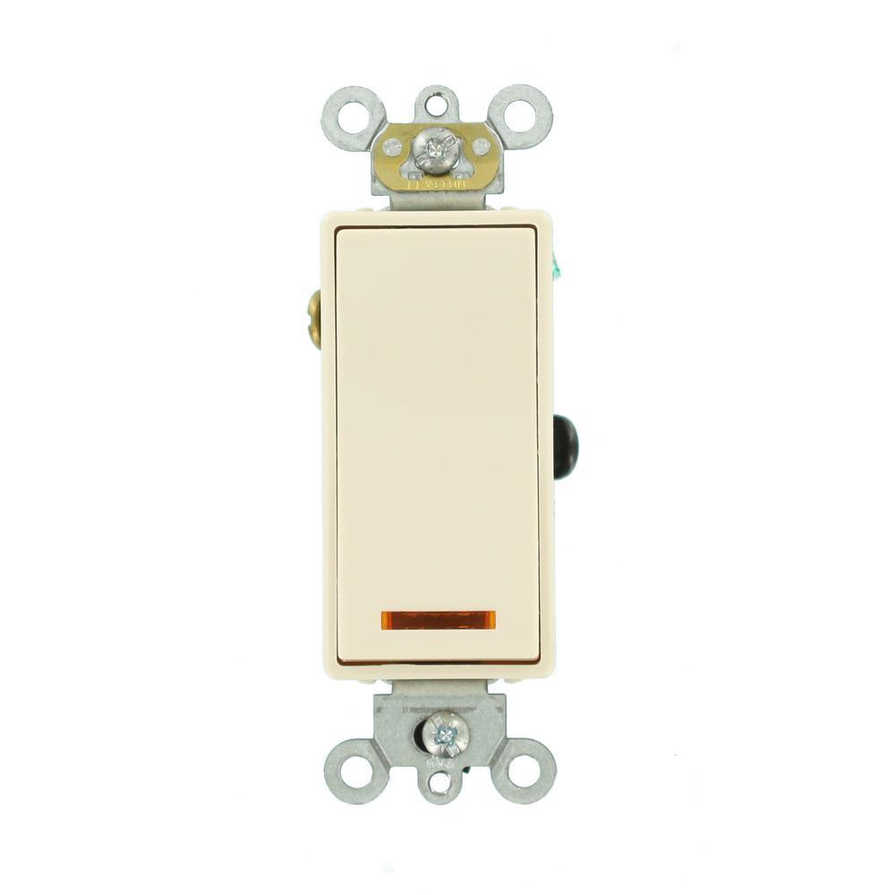 20 Amp Decora Plus Commercial Grade 3-Way Lighted Rocker Switch with Pilot Light, White - Super Arbor