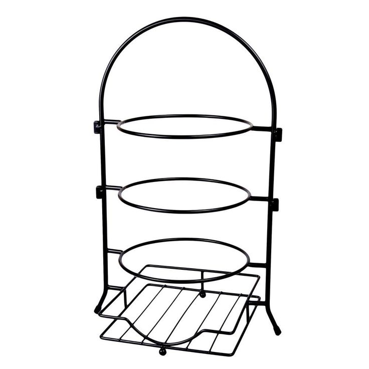 3-Tier Black Buffet Caddy Serving Rack With 2-Detachable Napkin Flatware Holders