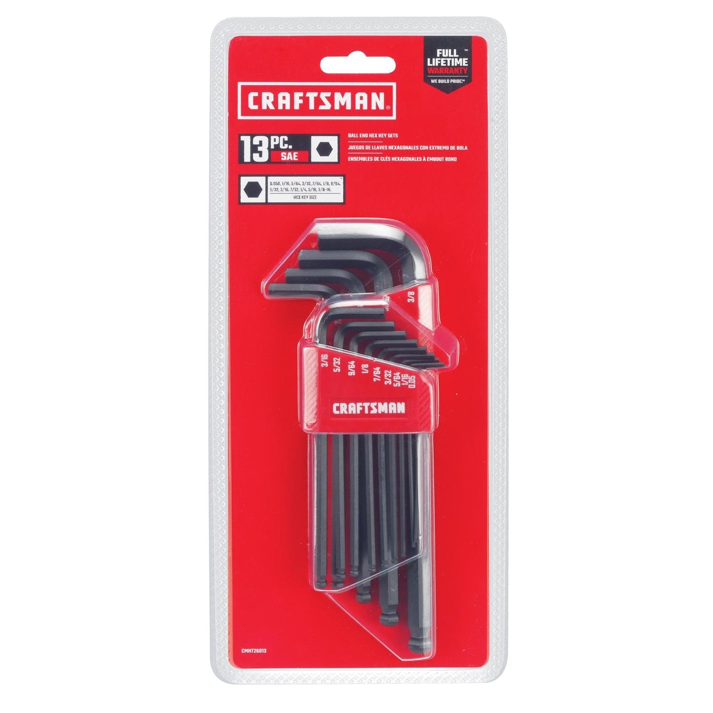Craftsman SAE Long Arm Ball End Hex Key Set, 13 pc
