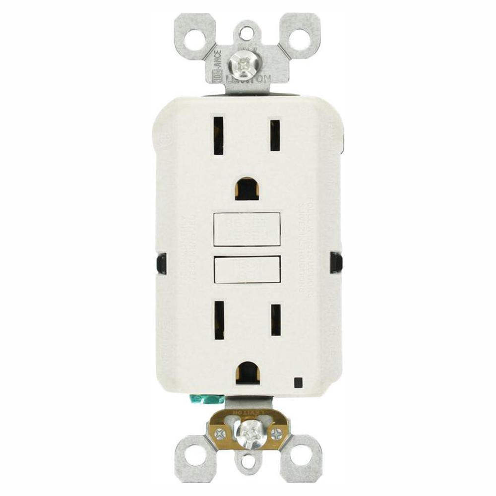 15 Amp Self-Test SmartlockPro Slim Duplex GFCI Outlet, White - Super Arbor