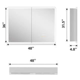 HBEZON Artemis 48 in. W x 36 in. H Medium Rectangular Aluminum Rounded Edge Dimmable Medicine Cabinet with Mirror