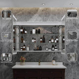 HBEZON Artemis 48 in. W x 36 in. H Medium Rectangular Aluminum Rounded Edge Dimmable Medicine Cabinet with Mirror