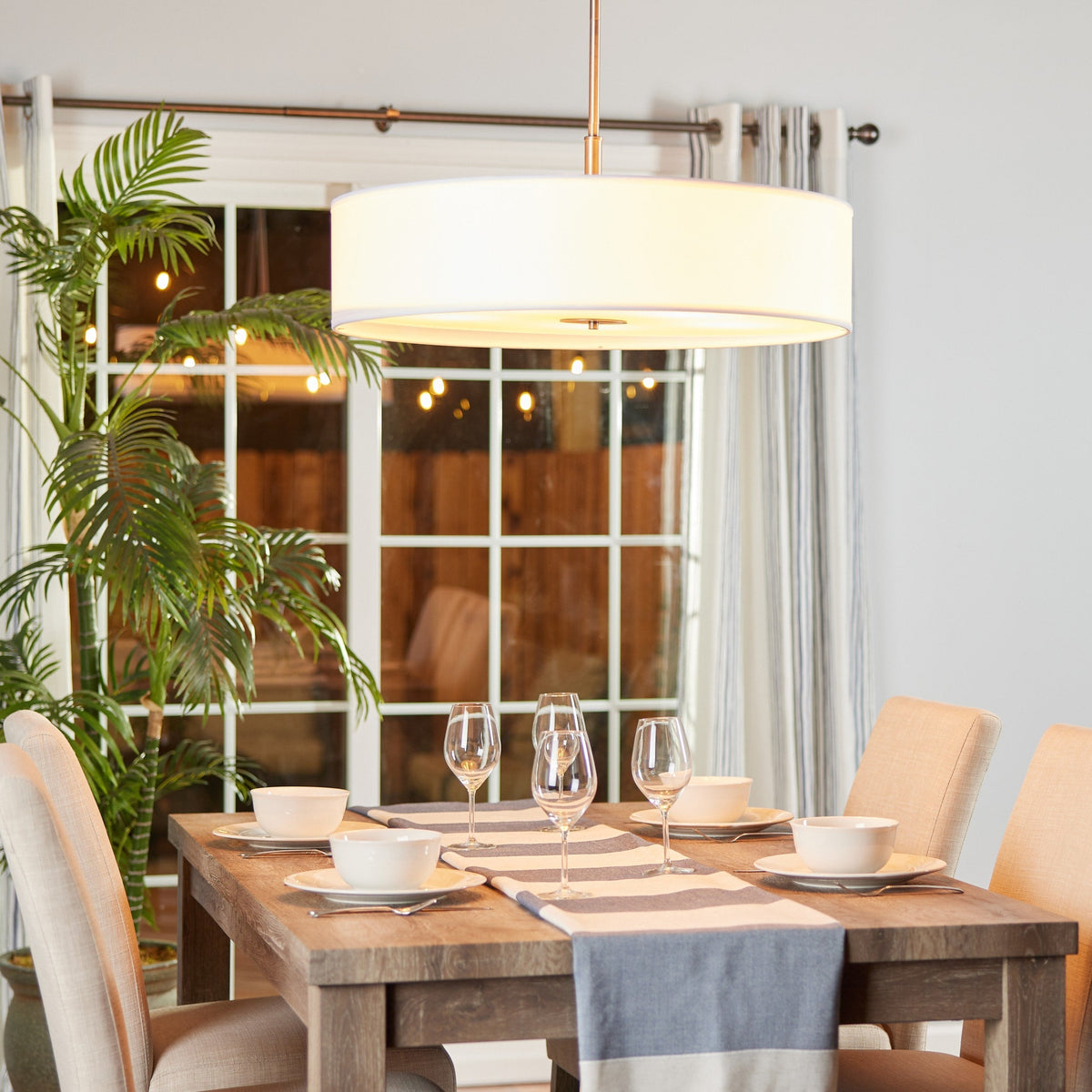 Kichler 5-Light Brushed Nickel Modern/Contemporary Etched Glass Drum Medium Hanging Pendant Light