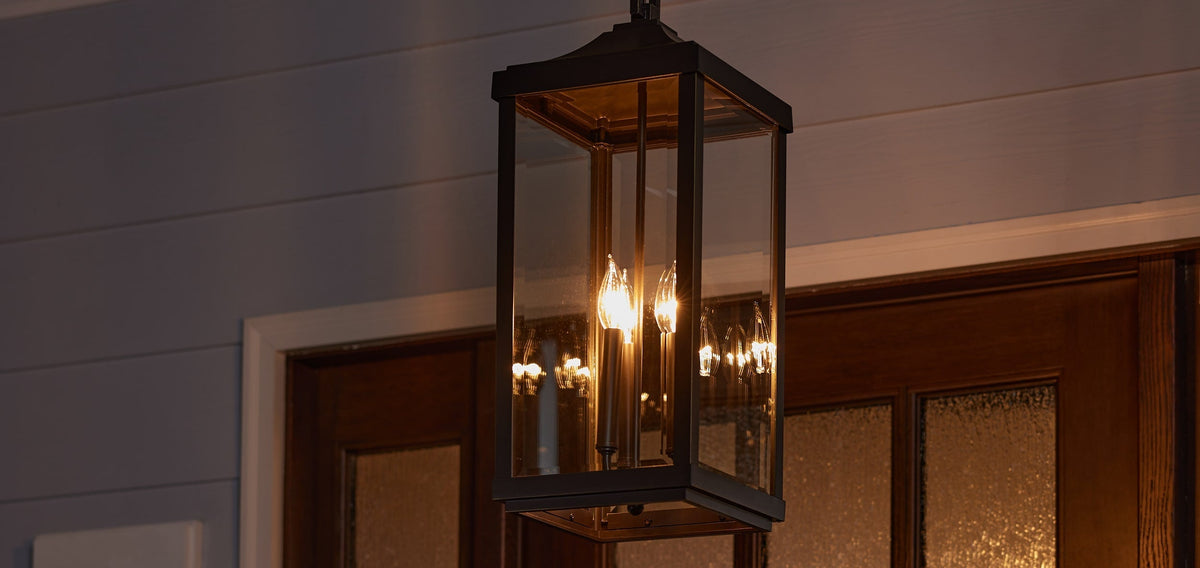 Progress Lighting Gibbes Street 3-Light Antique Bronze Traditional Beveled Glass Lantern Medium Indoor/Outdoor Hanging Pendant Light