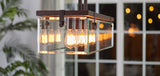 Progress Lighting Glayse 5-Light Antique Bronze Modern/Contemporary Clear Glass Linear Large Hanging Kitchen Island Light
