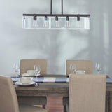 Progress Lighting Glayse 5-Light Antique Bronze Modern/Contemporary Clear Glass Linear Large Hanging Kitchen Island Light