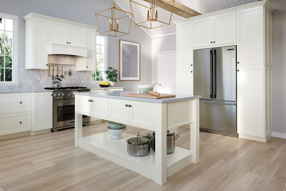 allen + roth McKeller 18-in W x 34.5-in H x 24-in D Linen 1-Drawer Base Fully Assembled Cabinet (Flat Panel Mitered Style)