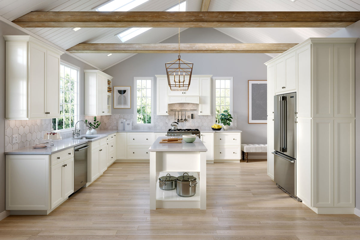 allen + roth McKeller 18-in W x 34.5-in H x 24-in D Linen 1-Drawer Base Fully Assembled Cabinet (Flat Panel Mitered Style)