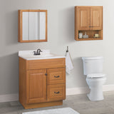 Project Source 24.25-in x 24-in Surface Mount Oak Mirrored Medicine Cabinet