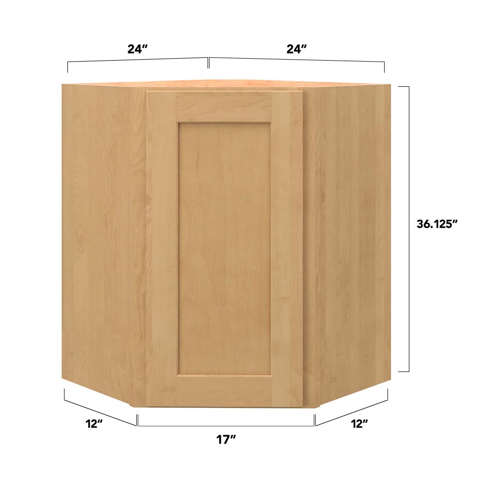 allen + roth Innsbrook 24-in W x 36.125-in H x 12-in D Rye Diagonal Corner Wall Fully Assembled Cabinet (Flat Panel Shaker Style)