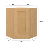 allen + roth Innsbrook 24-in W x 36.125-in H x 12-in D Rye Diagonal Corner Wall Fully Assembled Cabinet (Flat Panel Shaker Style)