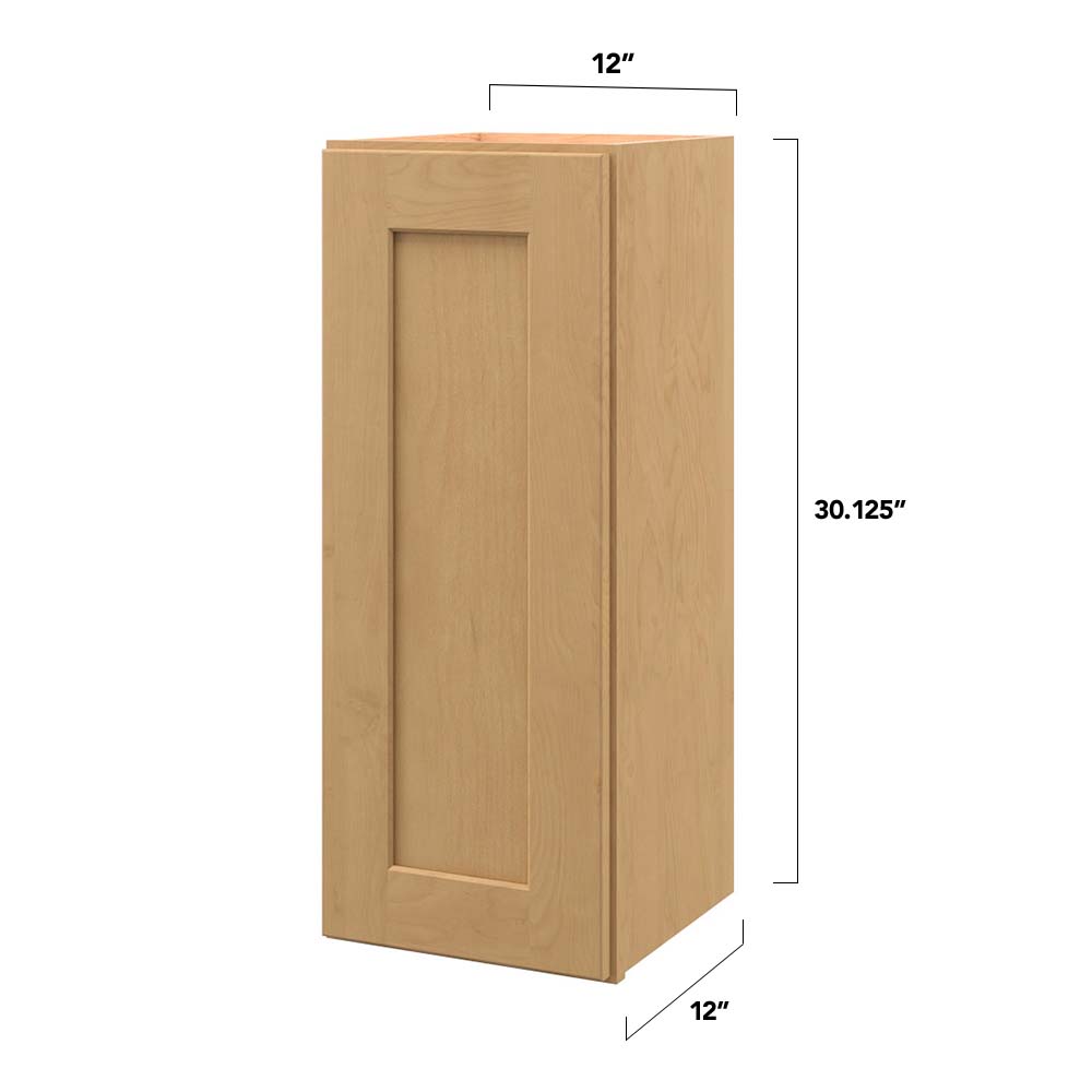 allen + roth Innsbrook 12-in W x 30.125-in H x 12-in D Rye Wall Fully Assembled Cabinet (Flat Panel Shaker Door Style)