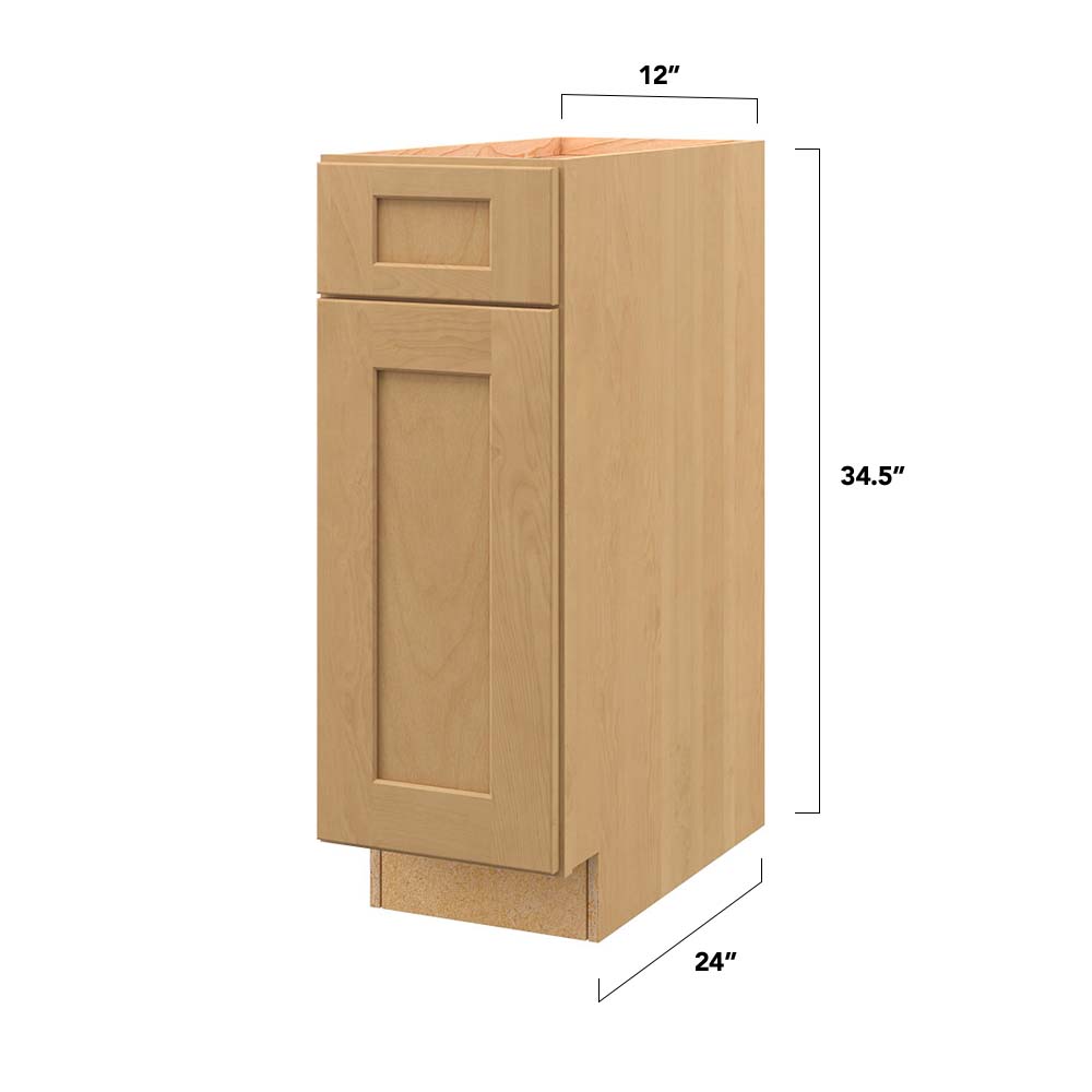 allen + roth Innsbrook 12-in W x 34.5-in H x 24-in D Rye 1-Drawer Base Fully Assembled Cabinet (Flat Panel Shaker Style)