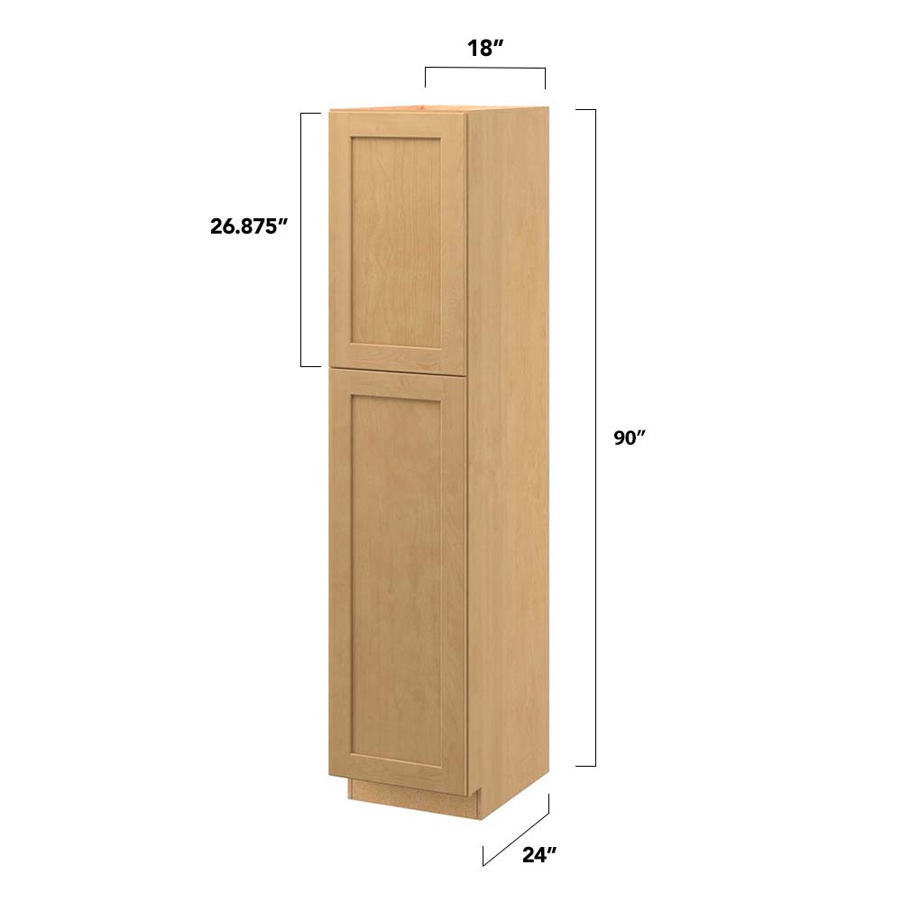 allen + roth Innsbrook 18-in W x 90-in H x 24-in D Rye Pantry Fully Assembled Cabinet (Flat Panel Shaker Door Style)