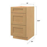 allen + roth Innsbrook 18-in W x 34.5-in H x 24-in D Rye 3-Drawer Base Fully Assembled Cabinet (Flat Panel Style)