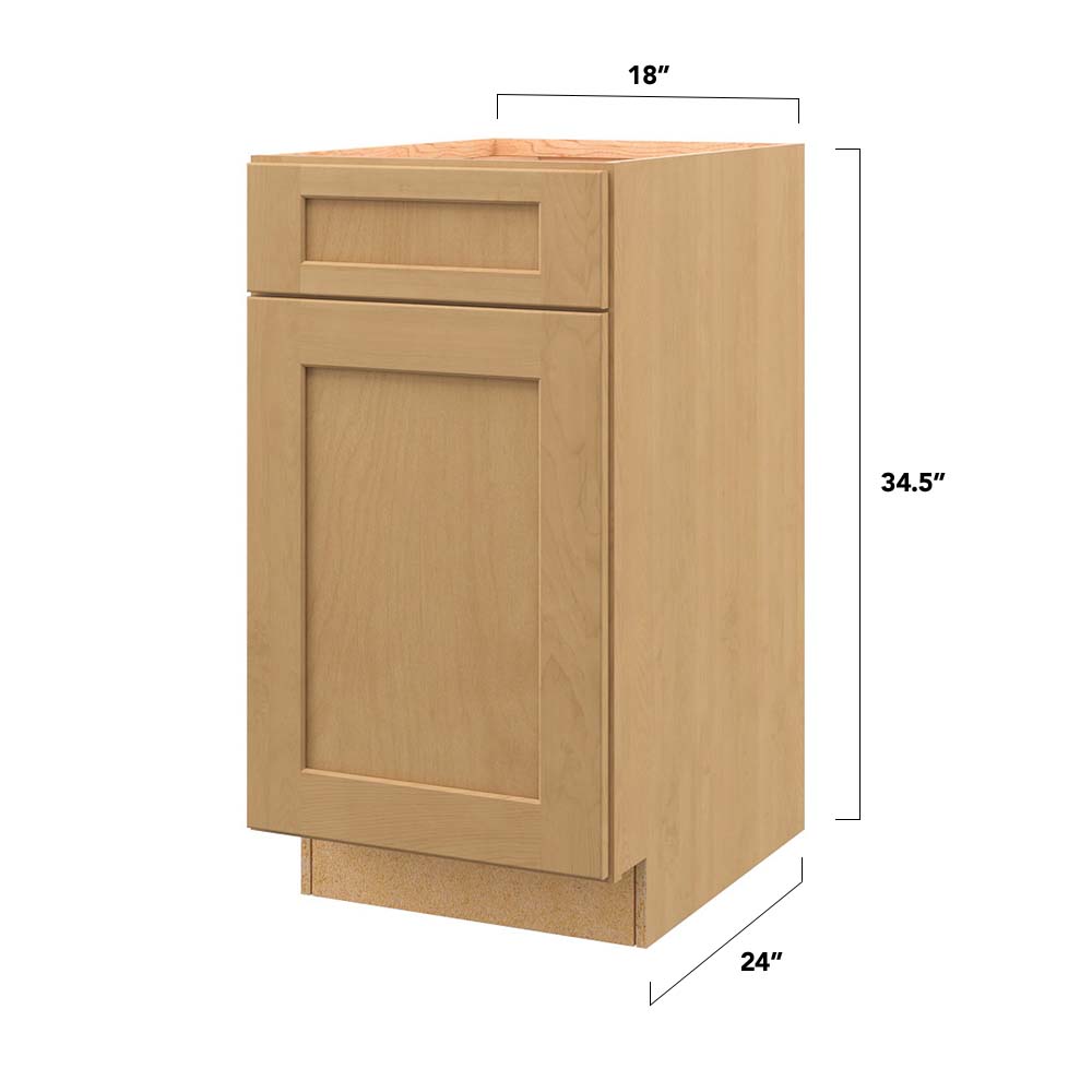 allen + roth Innsbrook 18-in W x 34.5-in H x 24-in D Rye 1-Drawer Pull-out Wastebasket Base Fully Assembled Cabinet (Flat Panel Shaker Style)