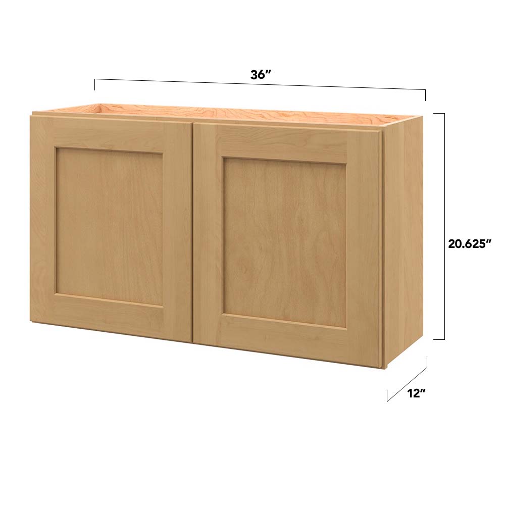 allen + roth Innsbrook 36-in W x 20.625-in H x 12-in D Rye Wall Fully Assembled Cabinet (Flat Panel Shaker Door Style)
