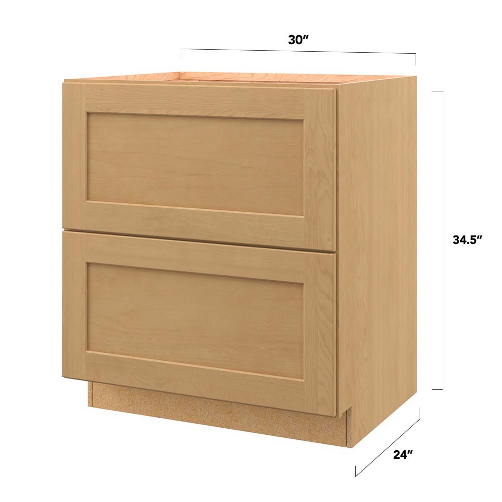 allen + roth Innsbrook 30-in W x 34.5-in H x 24-in D Rye 2-Drawer Base Fully Assembled Cabinet (Flat Panel Style)