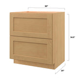 allen + roth Innsbrook 30-in W x 34.5-in H x 24-in D Rye 2-Drawer Base Fully Assembled Cabinet (Flat Panel Style)