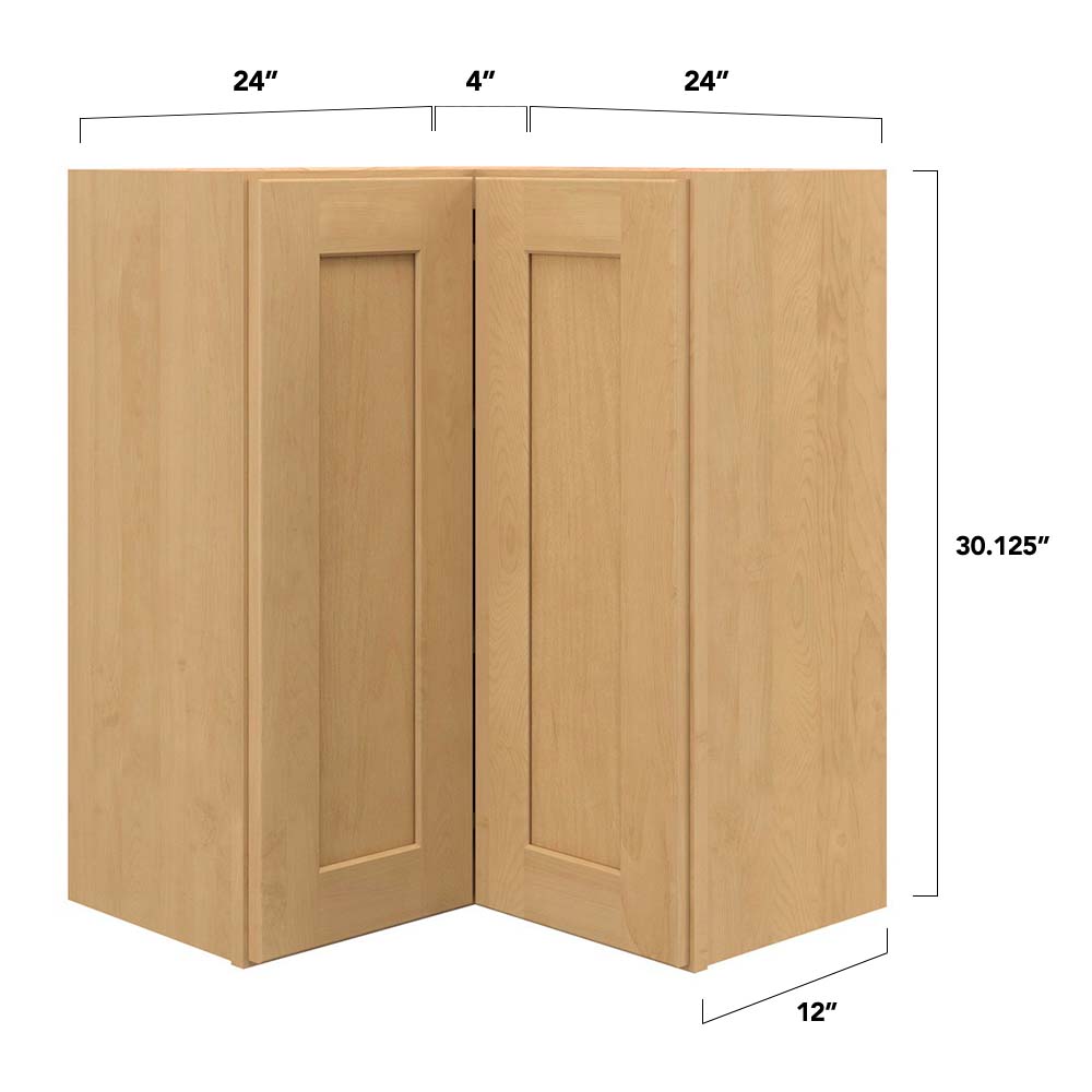 allen + roth Innsbrook 24-in W x 30.125-in H x 12-in D Rye Diagonal Corner Wall Fully Assembled Cabinet (Flat Panel Shaker Style)