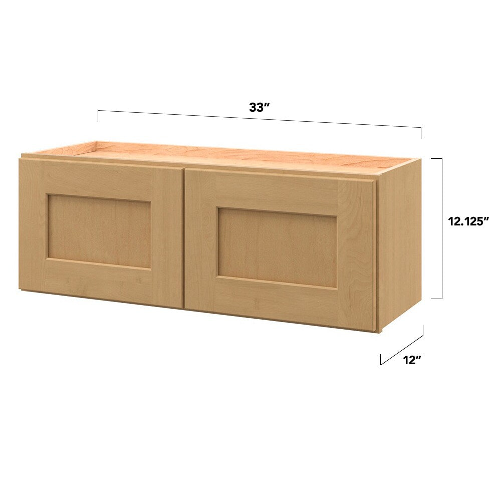allen + roth Innsbrook 33-in W x 12.125-in H x 12-in D Rye Wall Fully Assembled Cabinet (Flat Panel Shaker Door Style)