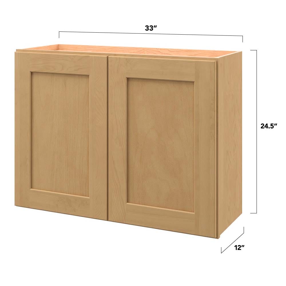 allen + roth Innsbrook 33-in W x 24.5-in H x 12-in D Rye Wall Fully Assembled Cabinet (Flat Panel Shaker Door Style)