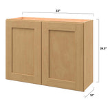 allen + roth Innsbrook 33-in W x 24.5-in H x 12-in D Rye Wall Fully Assembled Cabinet (Flat Panel Shaker Door Style)