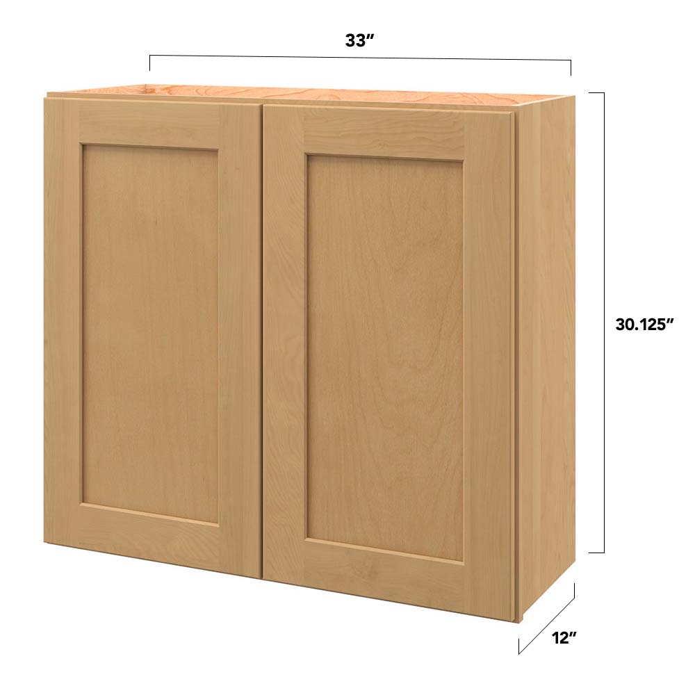 allen + roth Innsbrook 33-in W x 30.125-in H x 12-in D Rye Wall Fully Assembled Cabinet (Flat Panel Shaker Door Style)